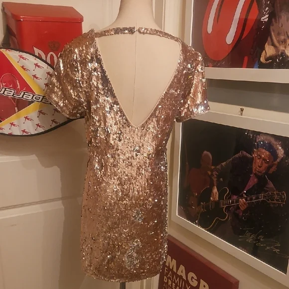 Forever 21 Gold Sequin Mini Dress - Picture 2 of 7